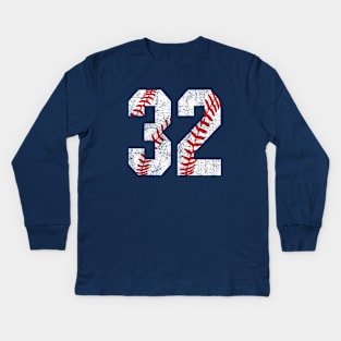 Vintage #32 Baseball Laces Baseball Mom Jersey Love Baseball Kids Long Sleeve T-Shirt